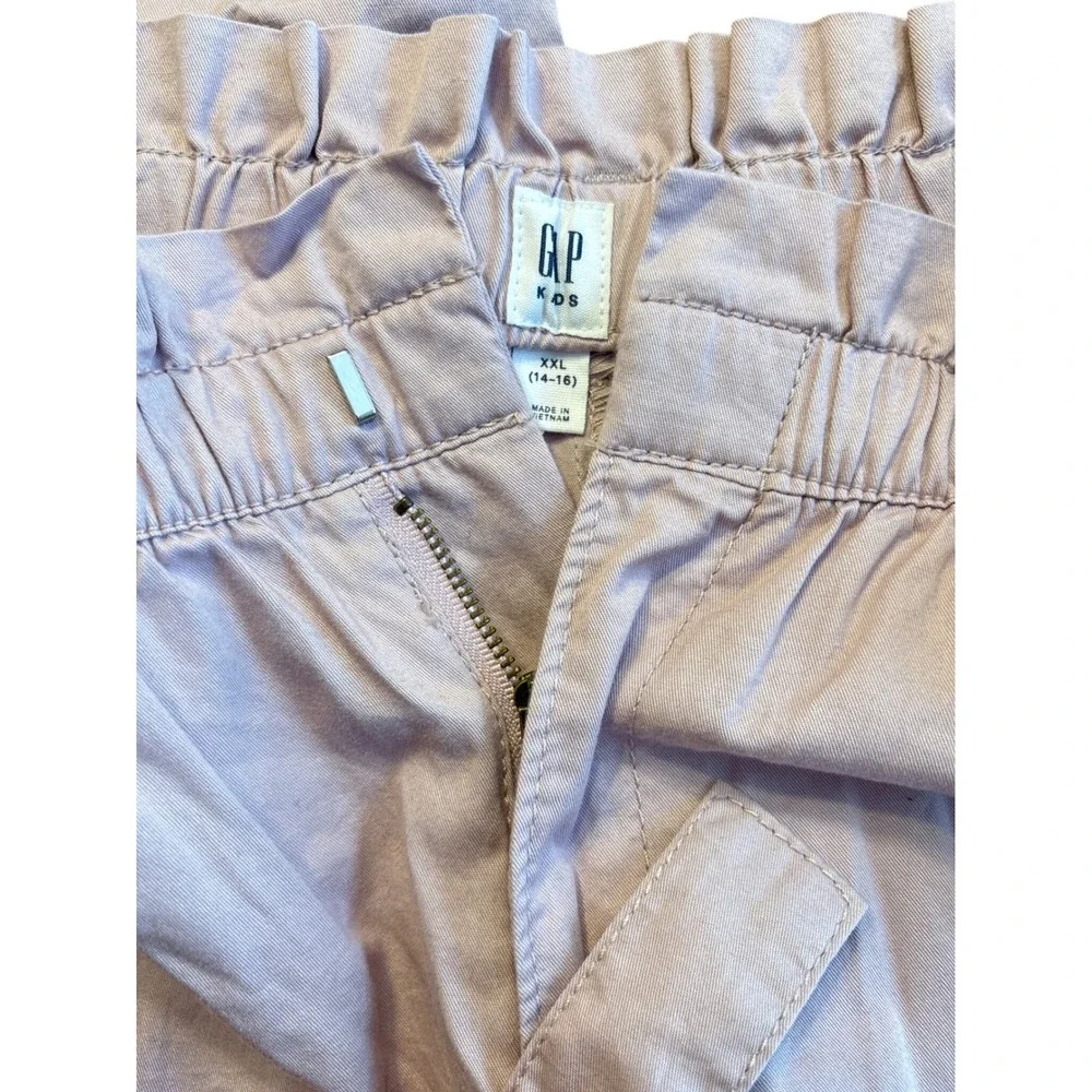 Gap‎ Kids Girls Purple Paperbag Waist Tie Belt Cotton Pants XXL 14-16